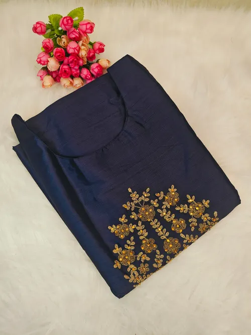 NAVY BLUE SILK COTTON LU35